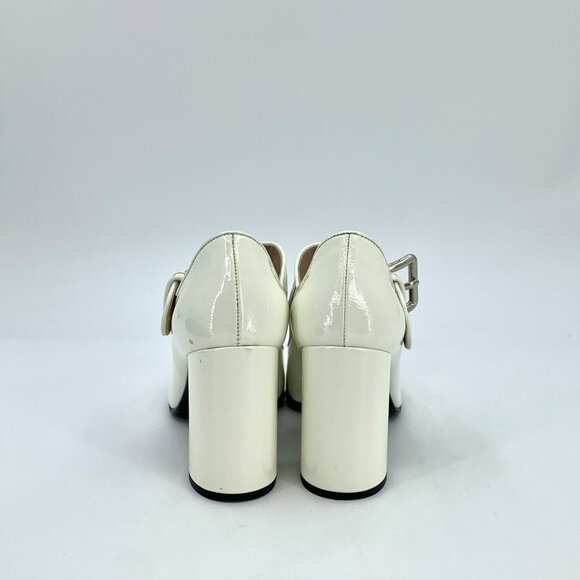 Miu Miu White Patent Leather Mary Jane High Heels Size 36 With Square Toe & 95mm - Picture 4 of 9